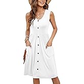 MOLERANI Women Summer Dresses Sleeveless Casual Loose Swing Button Down Midi Dress with Pockets