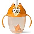 The First Years Bingo Weighted Straw Cup - Spill Proof Toddler Straw Cups with Flip Top Cover - Bluey Cups for Everyday Sipping - Toddler Feeding Supplies - 7 Ounce - Ages 6 Months and Up