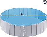 Yaheetech PVC Foldable Pet Pool 140x30cm Extra Large Indoor Outdoor Gray view 3