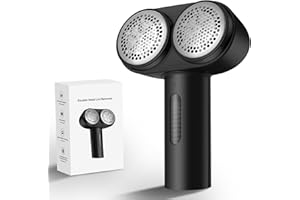 Fabric Shaver, Handzee Electric Lint Shaver, Dual Motor Sweater Shaver, Fabric Pilling Remover, Powerful 2 Gear 6-Leaf Blades, Portable Defuzzer Clothes Fuzz Remover for Sweater Furniture (Black)