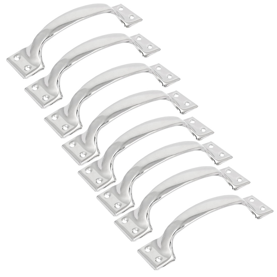 Sourcingmap Home Gate Door 5 Inch Length Stainless Steel 4 Holes Pull Handle Silver Tone 8pcs