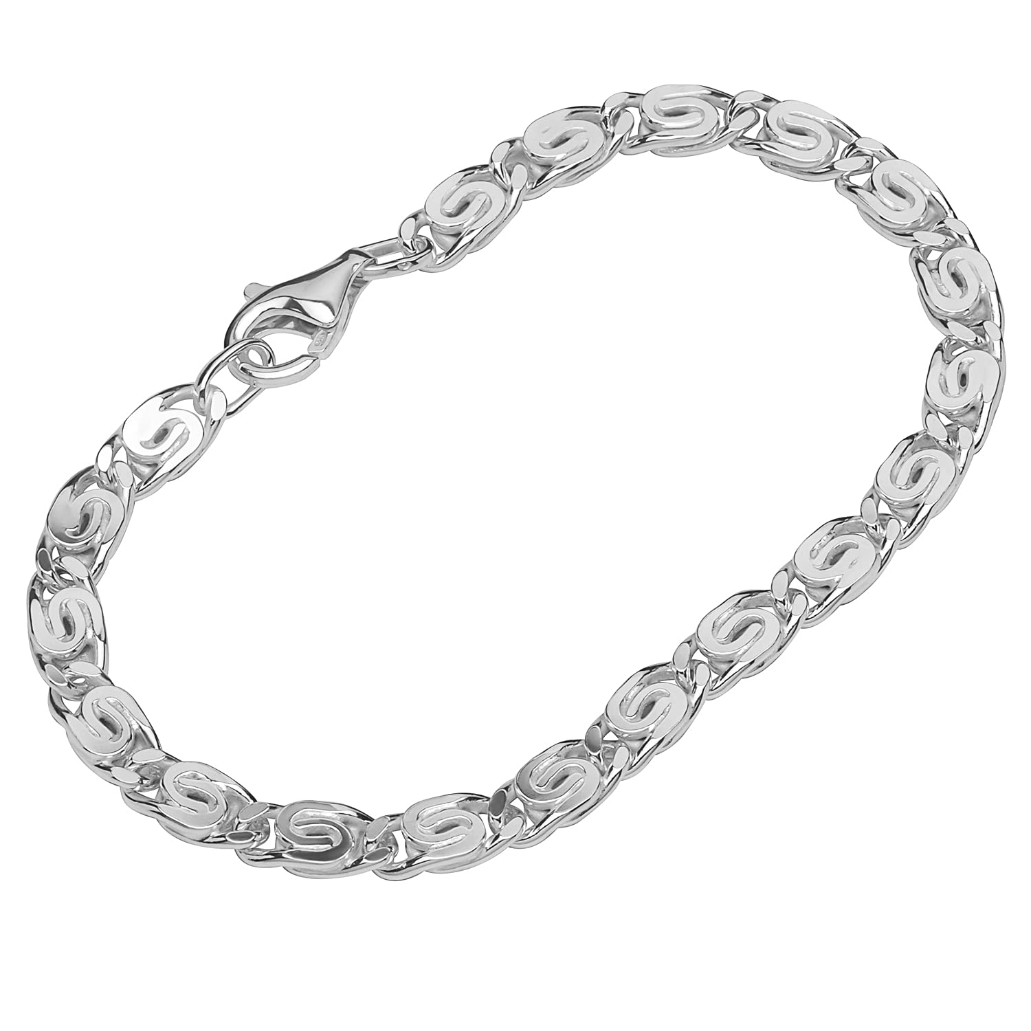 NKlaus bracelet 925 sterling silver 19cm S curb chain diamond ladies bangle chain 12419