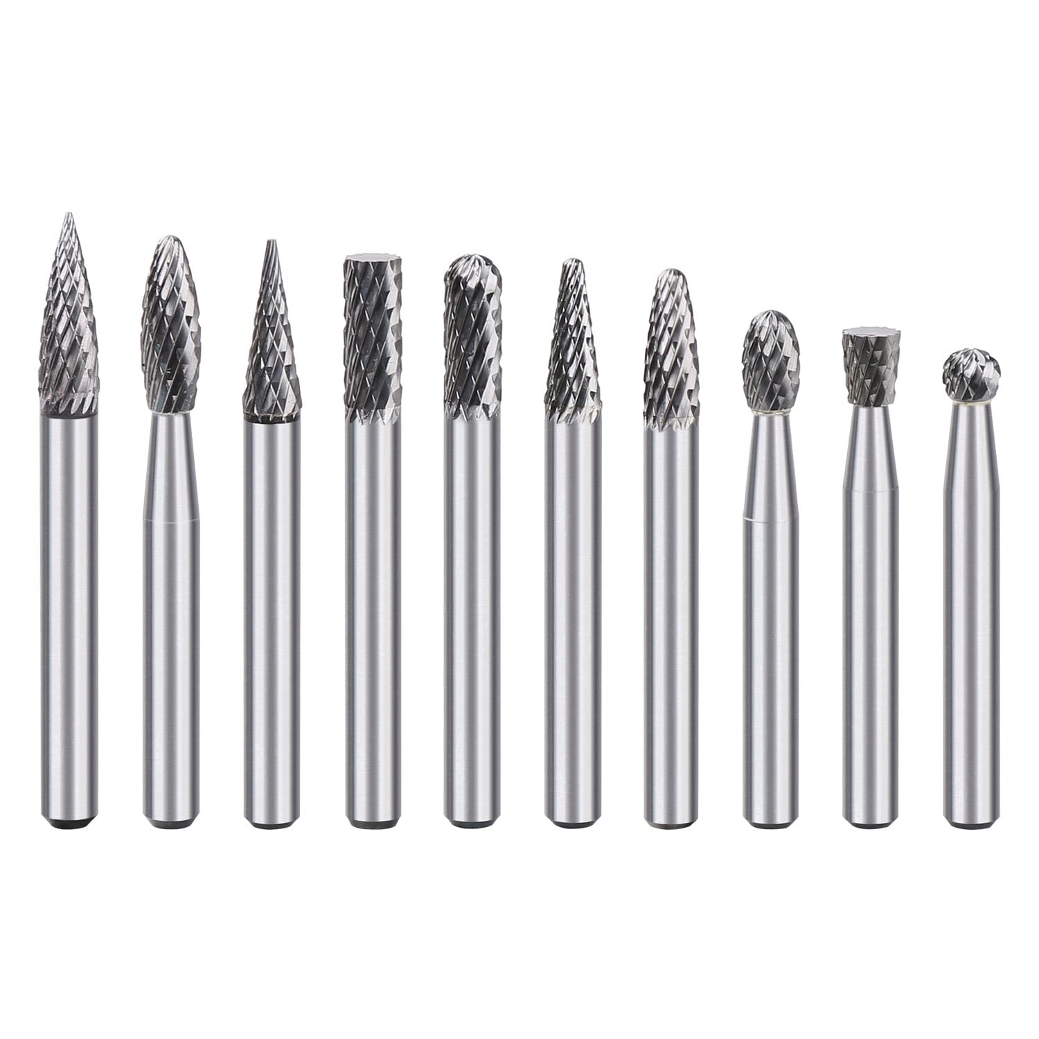 Vearter 10 Pack Carbide Rotary File Set for Grinding Bali Wood Aluminum, Copper Milling Tools