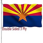 Arizona Flag 3x5 Double Sided Outdoor Heavy Duty 3 Ply with Durable Canvas Header and 2 Brass Grommets Vivid Colors