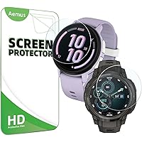 Aemus Screen Protector Compatible for Garmin Bounce 2 Smart Watch (3 Pack) Clear Tempered Glass Protective Film Compatible fo