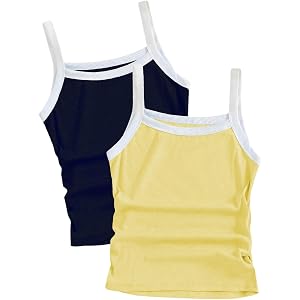 SOLY HUX Girl's 2 Packs Ribbed Knit Camisole Spaghetti Strap Crop Cami Tops Summer Undershirts