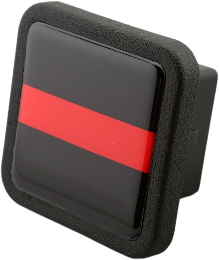 Reflective Trailer Hitch Cover Plug Insert (Fits 2" Receivers, Thin Red Line)