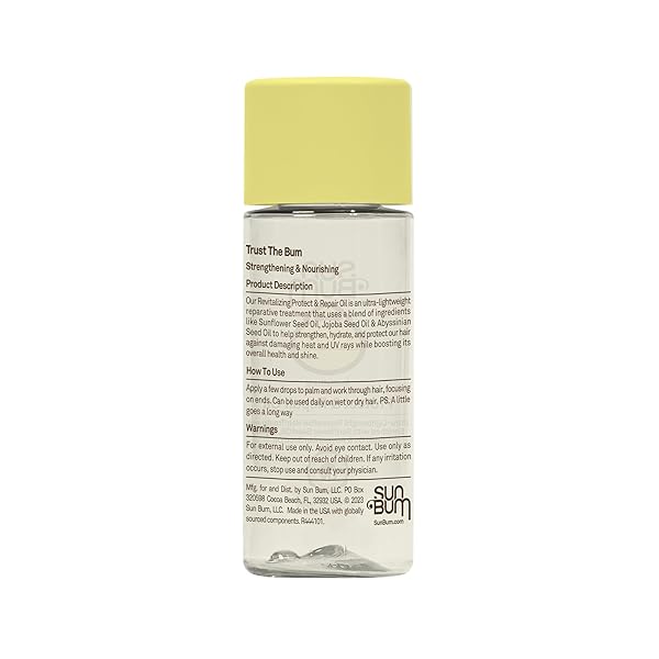 SUN BUM REVITALIZING PROTECT AND REPAIR HAIR OIL | UV PROTECTING, VEGAN AND CRUELTY FREE | ENRICHED WITH JOJOBA OIL | 1.7 FL OZ