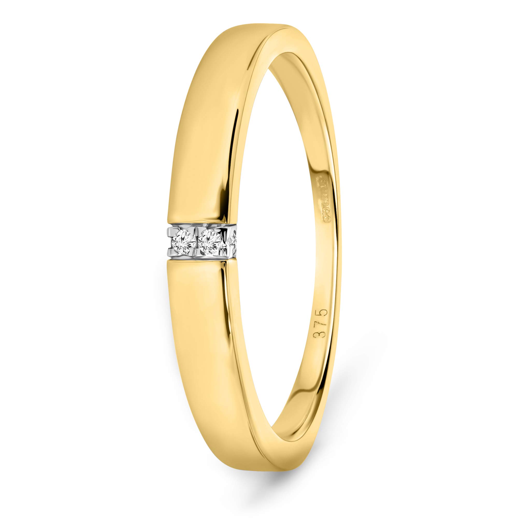 MIORE diamond engagement ring in 9 kt 375/1000 yellow gold with 0.02 ct brilliant cut diamonds