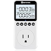 KETOTEK KTTS02 Digital Timer Outlet Plug in Timer Switch Socket Indoor Infinite Repeat Cycle Electrical Timer Switch, Countdown Timers for Lights,Aquarium,Pets Home Appliances