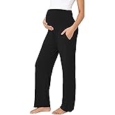 BRATUC Maternity Pajama Pants Viscose from Bamboo Pregnancy Lounge Pants Soft Comfy Loose Stretchy Trousers with Pockets
