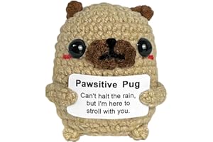 Krinisou Pug Gifts for Pug Lovers, Positive Crochet Animals Dog, Mini Cute Pug Decor, Inspirational Encouragement Thinking of You Gifts for Women Best Friends