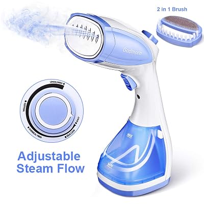 Godmorn Steamer for Clothes, Mini Handheld Fabric Garment Steamer for Travel, Adjustable Steam Flow, Vertical and Horizontal Use, 30s Fast