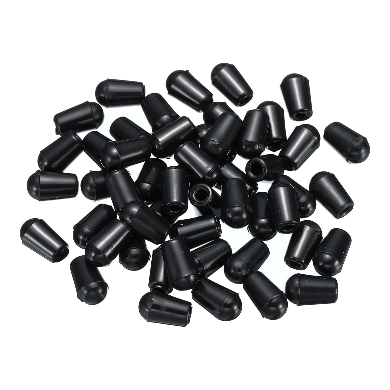 PATIKIL PVC End Caps, 100 Pack 2.5mm IDx7.8mm OD Bottom Round Bolt Cover Feet Caps Protector for Sink Rack Furniture Screw Tube Rod Hook Thread, Black — image 1