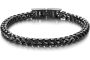 LUCKY2+7 Mens Bracelet - Stainless Steel Fold Over Clasp Franco Chain Bracelets for Men Jewelry Gifts for Dad Grandpa Husband