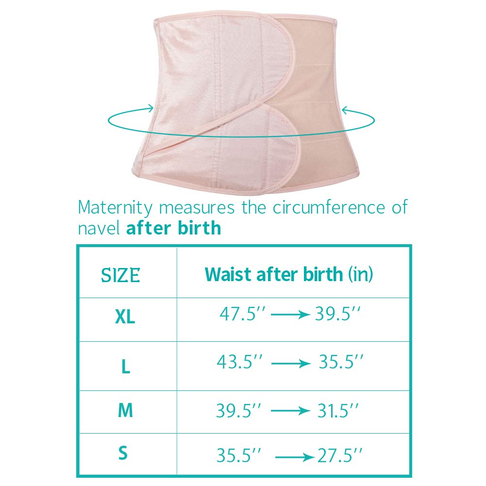 Picotee Women Postpartum Belly Wrap Band Maternity Recovery Support Waist Belt (Nude, L)