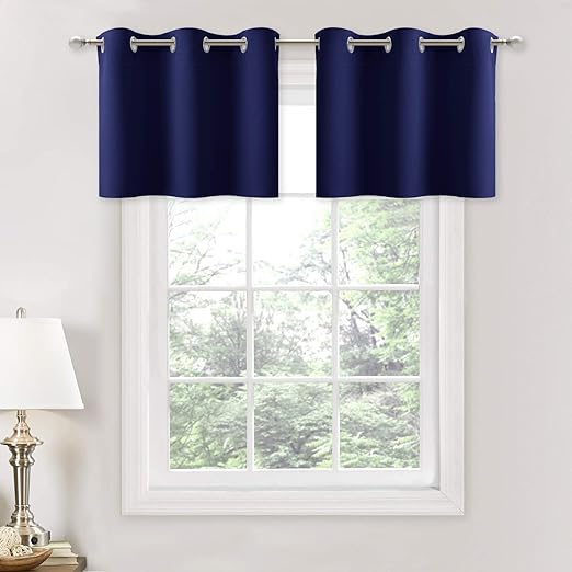 Amazon Com Nicetown Navy Blue Blackout Kitchen Valances