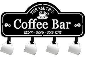 Lirsouier Personalized Coffee Mug Holder Custom Coffee Cup Holder Wall Mounted Mug Organizer Rack Display Decor for Coffee Ba