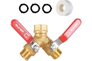 ZUVER Garden Hose Splitter 2-Way Heavy Duty Solid Brass Y Valve with Stainless Steel Long Handle, 3/4" GHT Thread Full Flow Water Diverter, Outdoor Faucet Connector for Lawn, Irrigation & Washing