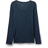 Intimissimi Woman's Sheer Long Sleeve Scoop Neck Top in Ultralight Modal with Cashmere