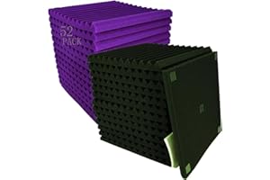 XIN&LOG 52 Pack Purple Black 1" x 12" x 12" Acoustic Wedge Studio Foam Sound Absorption Wall Panels