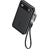 Anker Power Bank, 10,000mAh Portable Charger with Built-in USB-C Cable and Lanyard, 22.5W Max Output with 2 USB-C and 1 USB-A