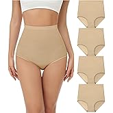 wirarpa Women's Underwear Cotton Super High Waisted Briefs Stretch Full Coverage Panties 4 Pack
