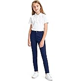 KEREDA Girls School Uniform Skinny Pants with Pockets, Elasticized Waistband, School Pants for Teen Girls Clothes