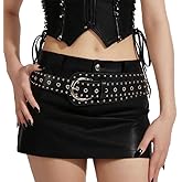 MILAKOO Vintage Punk Leather Waist Belt for Women 80s Goth Costume Cinch Belts Ladies Western Belt for Jean