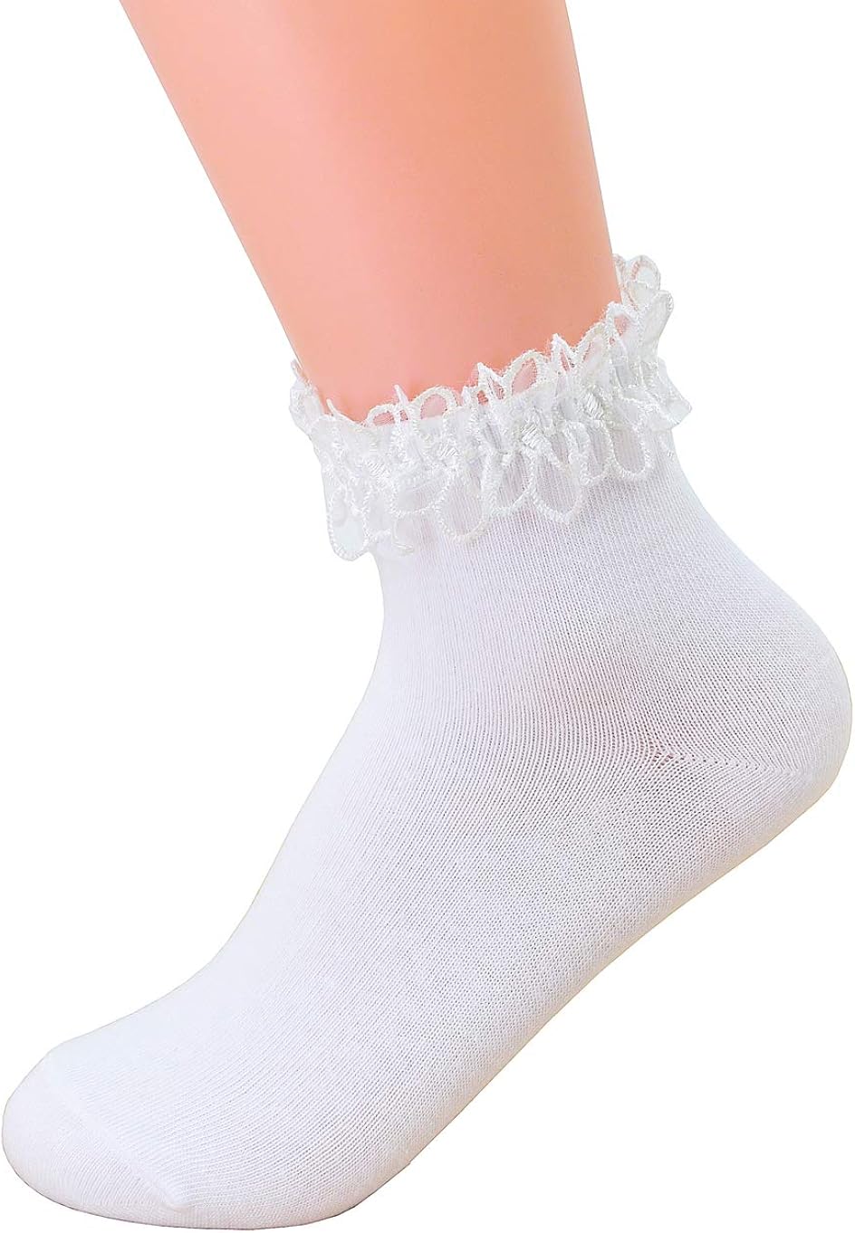 thumbnail image 2 of Women Ruffle Socks For Mid-calf, Lace Ruffle Frilly Barbados 2 of 12