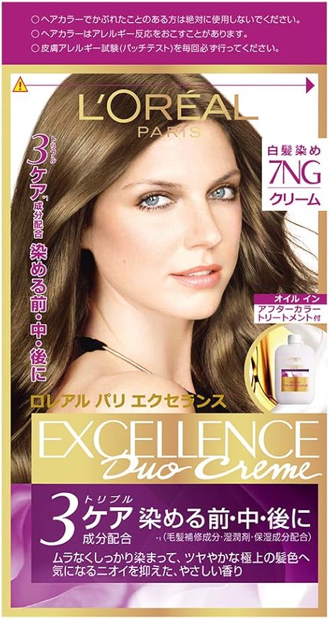 Amazon L Oreal Paris ロレアルパリ エクセランス N クリームタイプ 白髪染め 7ng 緑がかった明るい栗色 下地エッセンス 12ml 1剤 48g 2剤 48g トリートメント 40g L Oreal Paris ロレアルパリ 白髪染め 通販