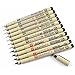 Sakura 11 Pcs Pigment Liner Pigma Micron Ink Fine Line Pen Set 005 01 02 03 04 05 08 1 2 3 Brush with Pen Case, Black, Made in Japan