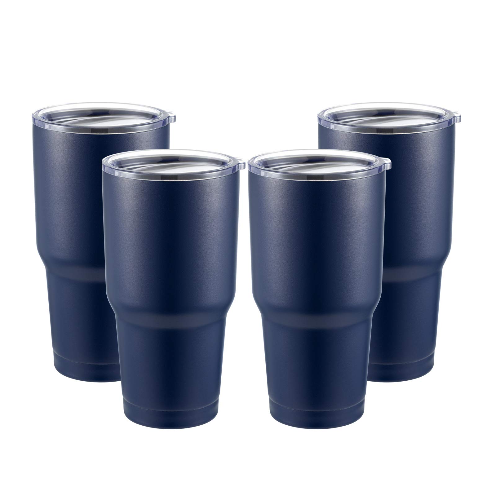 COMOOO 30oz Tumbler Stainless Steel Insulated Tumbler with Lid Double Wall Vacuum Coffee Cup Large Travel Mug for Home, Office, School,Party (Navy, 4 Pack)