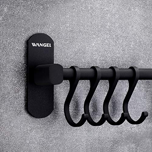 Wangel-Adhesivo-7-Gancho-Barra-Soportes-y-Organizadores-para-Utensilios-de-Cocina-Pegamento-Patentado-Autoadhesivo-Aluminio-Acabado-Mate-40CM-Negro