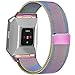 Maledan Metal Bands Compatible with Fitbit Ionic, Stainless Steel Milanese Loop Replacement Accessories Bracelet Strap with Magnet Closure for Fitbit Ionic Smart Watch, Colorful, Small
