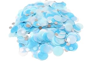 VCOSTORE 5000 Pieces Tissue Paper Confetti Circles, 1 Inch Round Paper Table Confetti Circle Dots, Suitable for Birthday Wedding Party Decoration and Baby Shower decorations,Blue and White