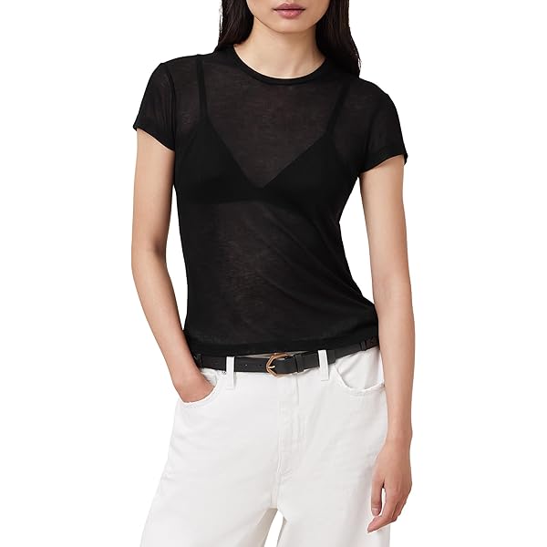 Allsaints Womens June Tee Black Small at Amazon Women's Clothing store