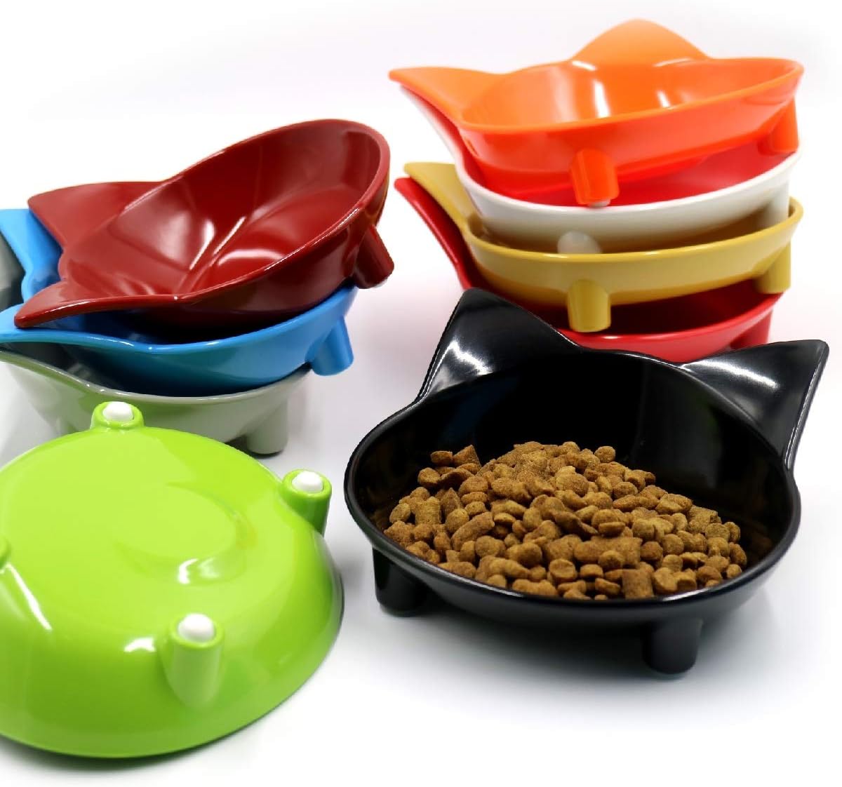 PETCUTE Cat Bowls Cat Food Bowls Non Skid shallow Pet Feeding Bowl for Cats and Small Dogs Set of 2, White - Image 5