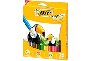 BIC, Lápis de Cor Sextavado, Evolution, 24 Cores