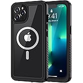 Lanhiem Magnetic for iPhone 13 Pro Case, Waterproof Dustproof Cover [Built in Screen Protector] [Compatible with MagSafe], Full Body Heavy Duty Phone Case for iPhone 13 Pro - 6.1” (Black)