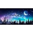 AOFOTO 6x3ft Starry Night Forest Backdrop Beautiful Universe Galaxy Stars and Moon Nature Summer Sky Nebula Nightscape Milky Way Background Photo Studio Props Vinyl Parties Events Poster Banner