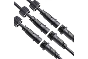 QOFOWIN 5 Wire Waterproof Connector, 5 Pin Male Female Plug LED Connector,with 18AWG IP68 20CM Extension Cable for Car, Boat,Truck,Indoor/Outdoor LED Strip Lights(5Pin 3Pairs)