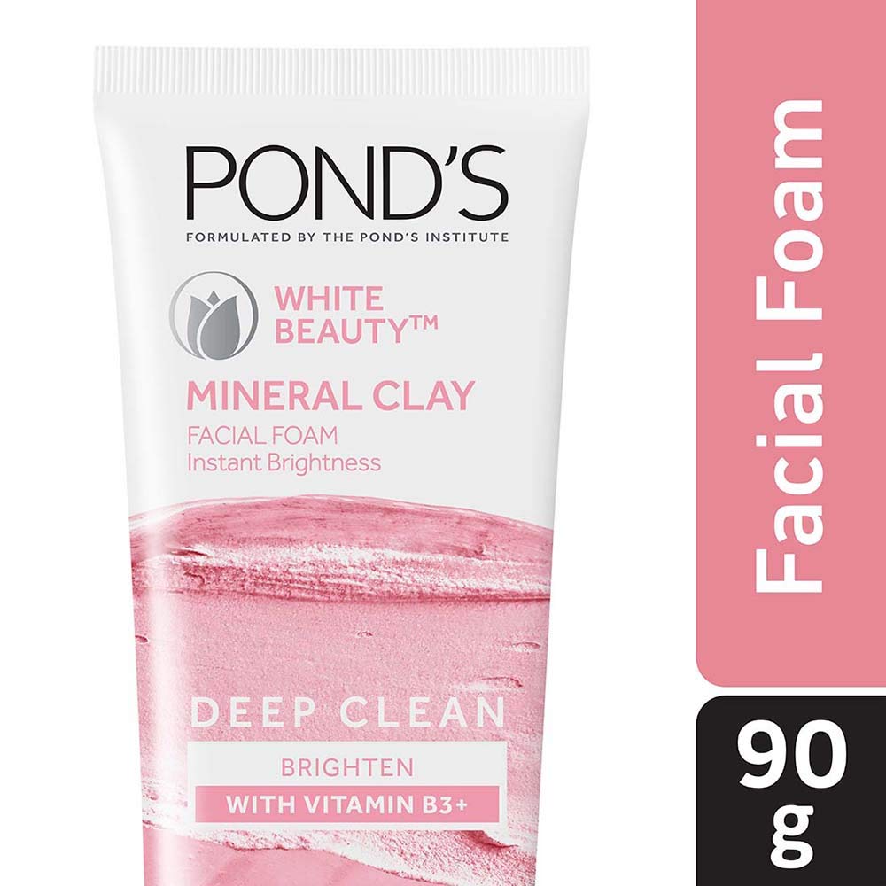 Pond's White Beauty Mineral Clay Instant Brightness Face wash Foam 90g