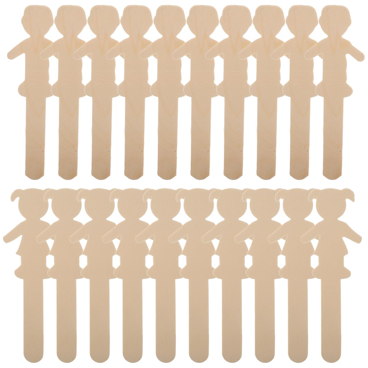 DOITOOL Wooden Boy and Girl Craft Sticks 20Pcs Unfinished People Cutouts for Kids Art Supplies DIY Painting Decorating and Classroom Projects