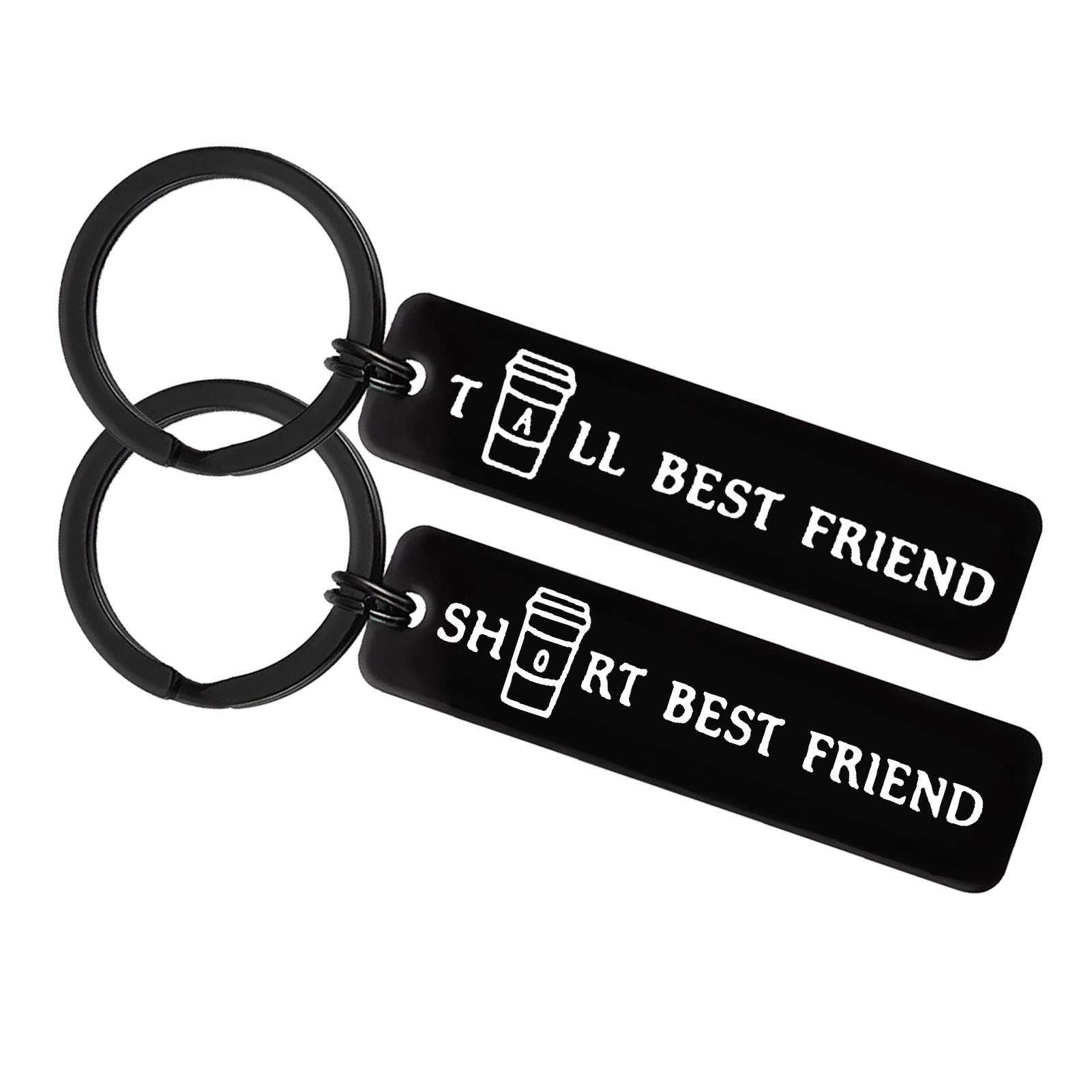 Best Friend Keychain for 2 Friendship Gift Best Friend Keyrings Friendship Keyring Set Best Friends Valentines Birthday Christmas Thanksgiving Gifts Tall and Short Best Friend Presents Funny BFF Gifts