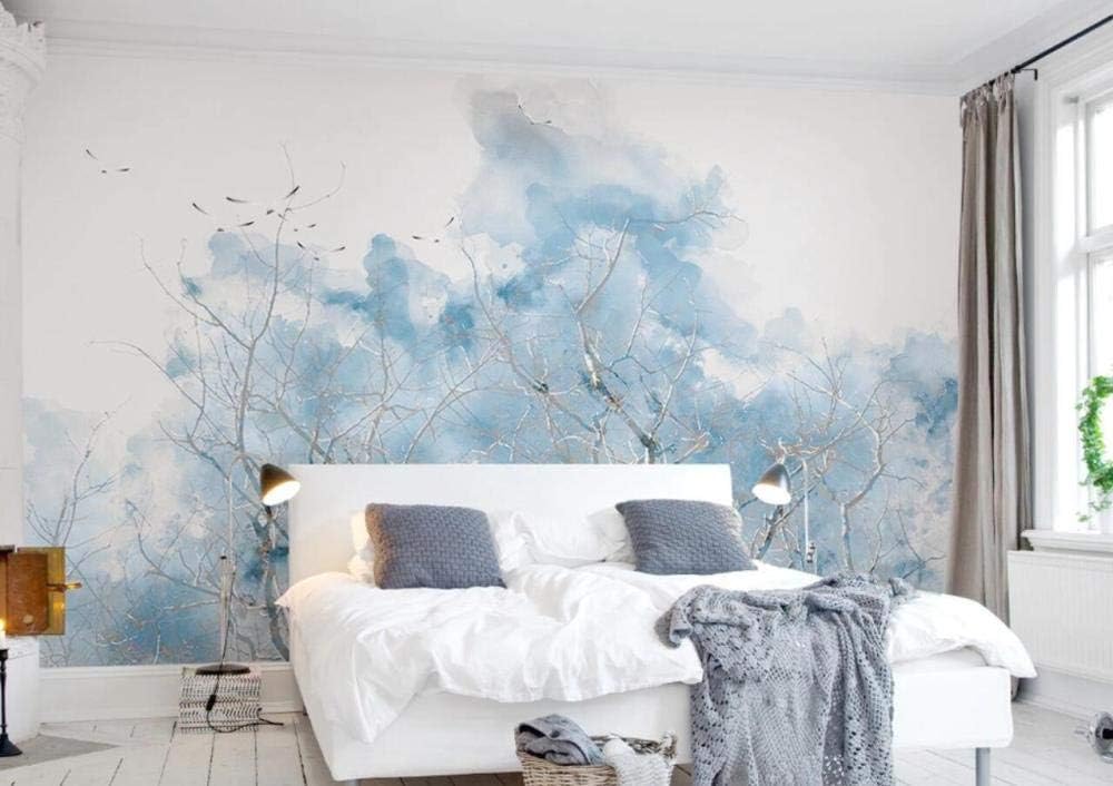 Murals Wallpaper 3D Watercolor Flying Bird On Light Blue Branches Wallpapers Hd Photo Wall Mural Modern Decor Custom Wallpaper-150cmX105cm