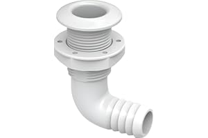 SEAFLO Angled Thru Hull Fitting with Built-in Check Valve, 4-Year Warranty – Anti-Corrosion and Ultra-Durable | Available in White & Black Multiple Sizes (5/8”, 3/4", 1”, 1-1/8”, 1-1/4”, 1-1/2”)