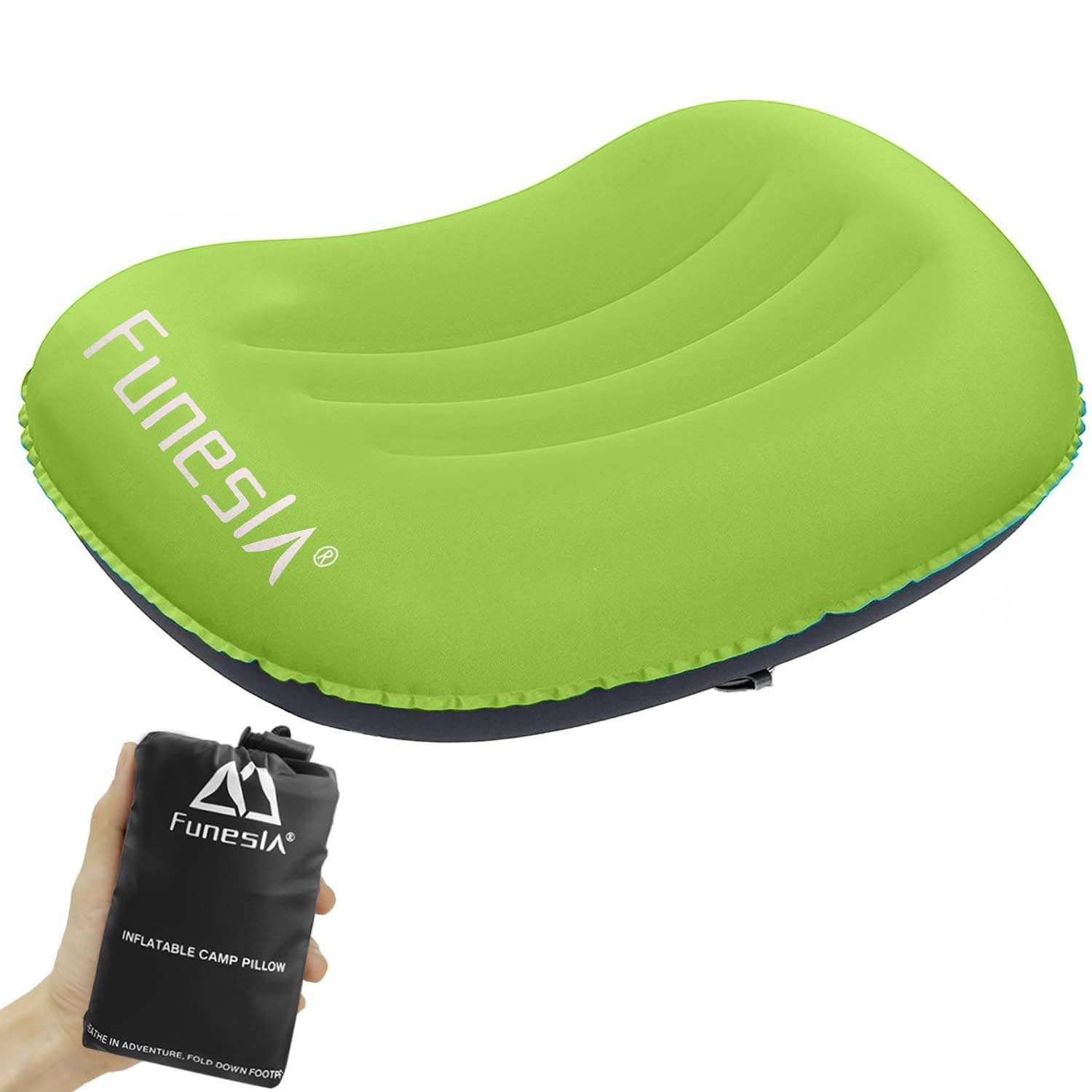 Funesla Ultralight Camping Pillow, Compressible, Lightweight Inflatable Pillow for Camping, Small Travel Camping Pillow for Adults Kids, Backpacking, Hiking, Beach-Green