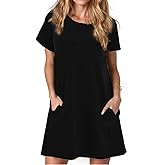Alaster Women’s Casual Summer T Shirt Dress Loose Short Sleeve Tunic Dress with Pocket for Women