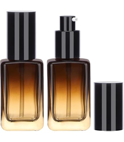 Flacon En Verre Lot De 2 Flacons Vides En Verre Ambré De 100 Ml Avec Pompe Noire Rechargeable, Conteneurs De Rangement Pour Fond De Teint, Crème, Maquillage, Huile, Shampooing Flacons Pompe Vides